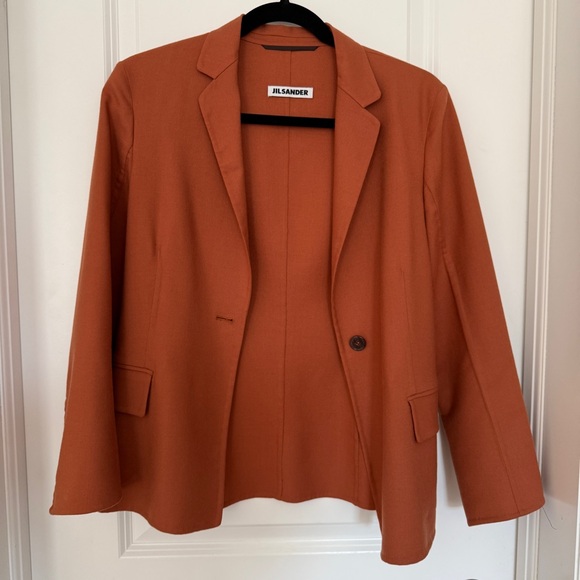 Jil Sander Vintage 100% Cashmere Blazer in Rust Orange - Picture 2 of 13